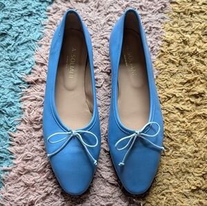 A.Soliani "Blue Faience" Como leather ballerina Flats